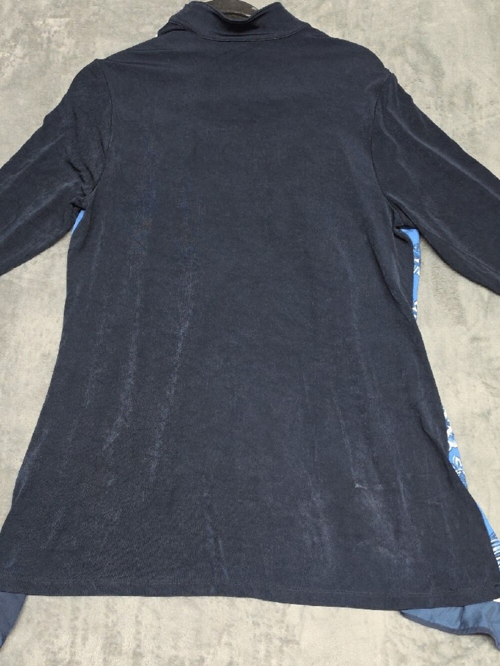 Navy Blue Floral Open-Front Women’s Cardigan - Picture 6 of 6